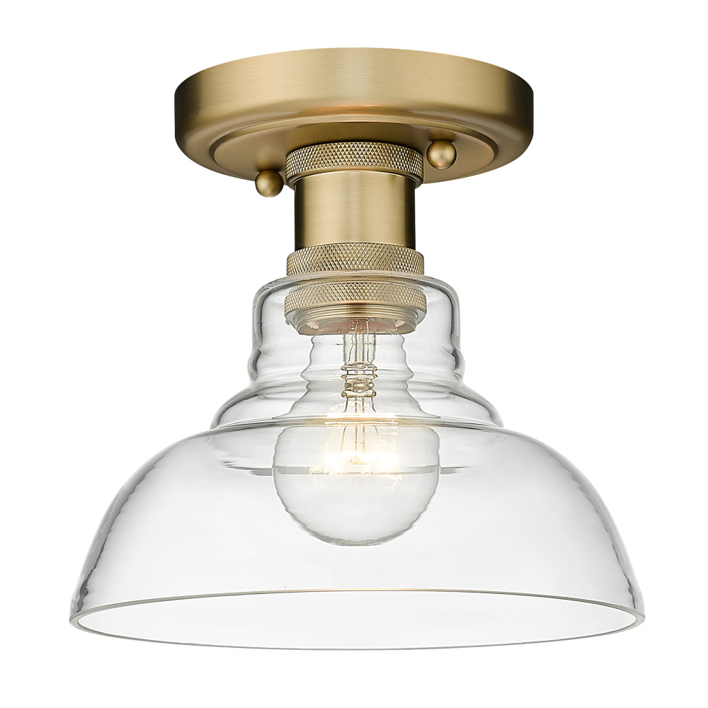 Yep by Golden Lighting Carver 1-light Flush Mount in Brushed Champagne Brass